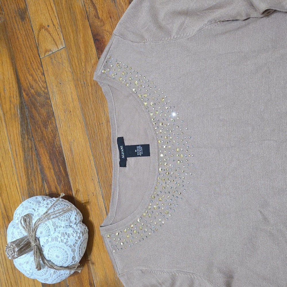 Alfani EUC Women's Studded Rhinestone Festive Holiday Sweater M